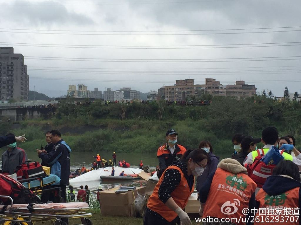 台湾飞机坠落前机翼曾擦撞出租车 车上2人送医