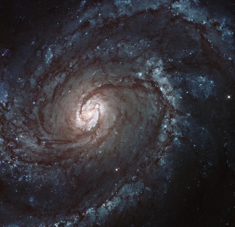 NASA发布螺旋星系图片 蓝色星团如宇宙漩涡