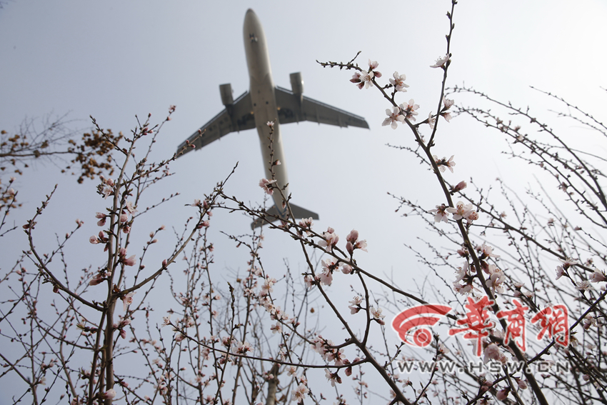 西安空港边的村庄：仰头看飞机