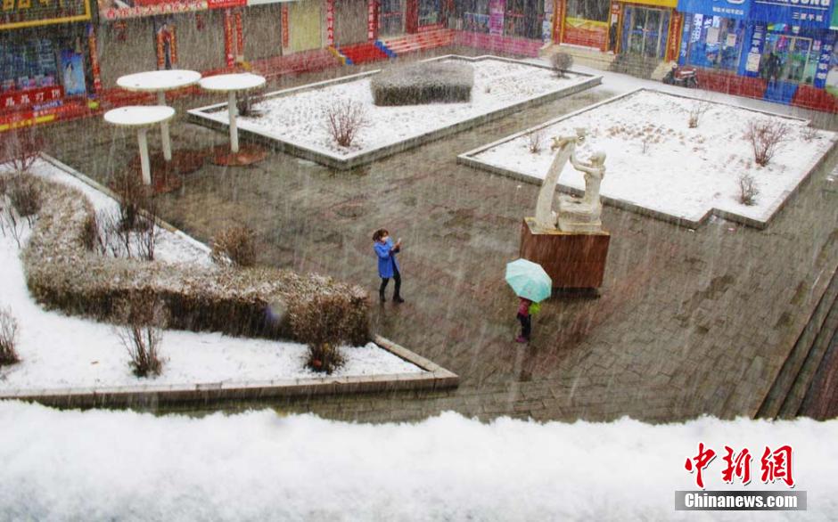 甘肃河西走廊大雪纷飞润万物