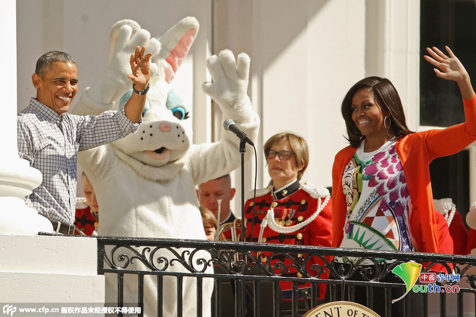 奥巴马与夫人米歇尔主持白宫复活节彩蛋比赛