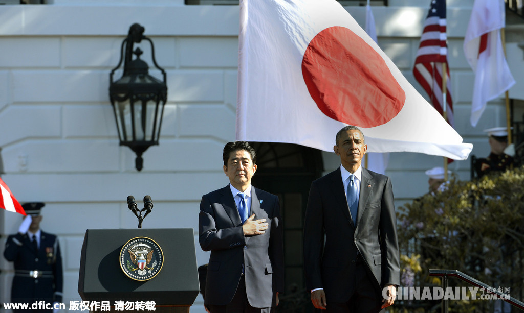奥巴马白宫会晤安倍 提及“中国”二十次