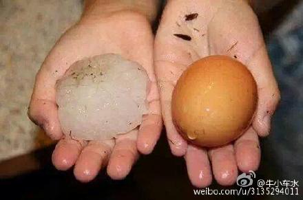 江苏多地冰雹大如鸡蛋 砸烂汽车挡风玻璃
