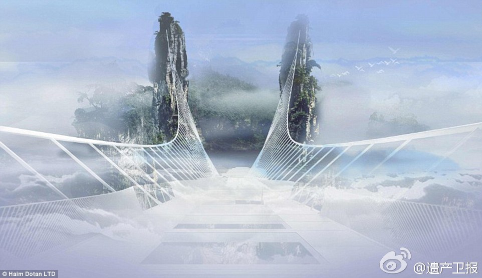 张家界将开放世界最长最高全透明玻璃桥