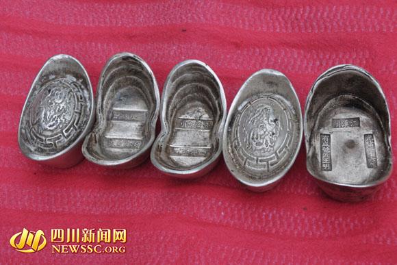 四川老汉家藏祖传“大清银锭” 6个重16.8斤