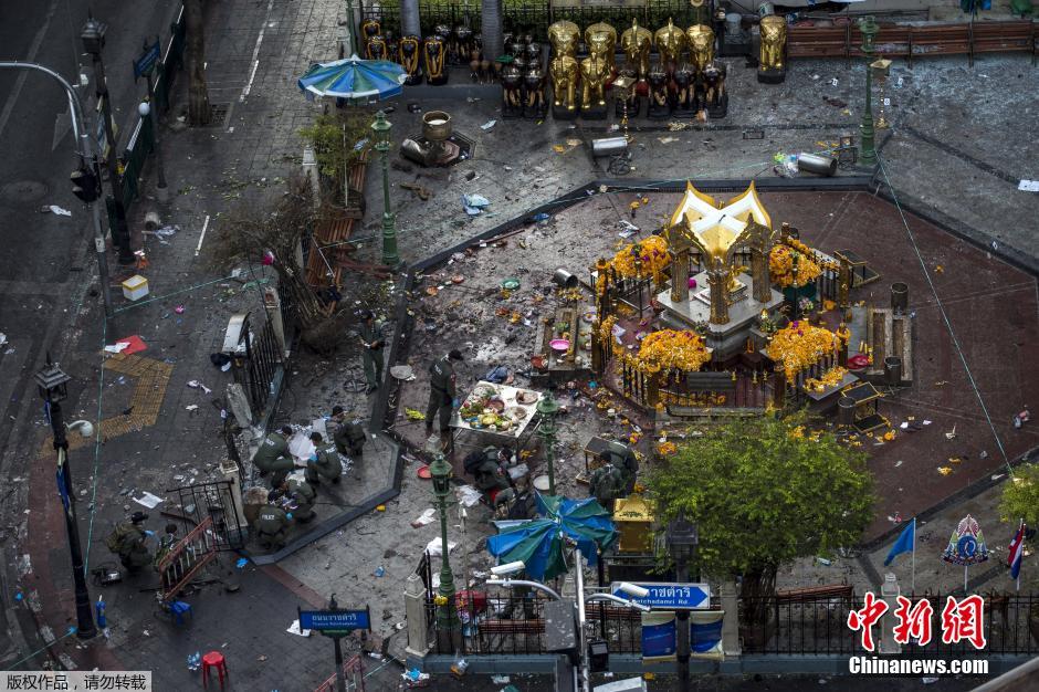 曼谷四面佛爆炸后现场 昔日旅游圣地成一片狼藉