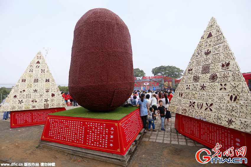 4.6米高“天下第一枣” 亮相郑州 八万颗红枣精制而成