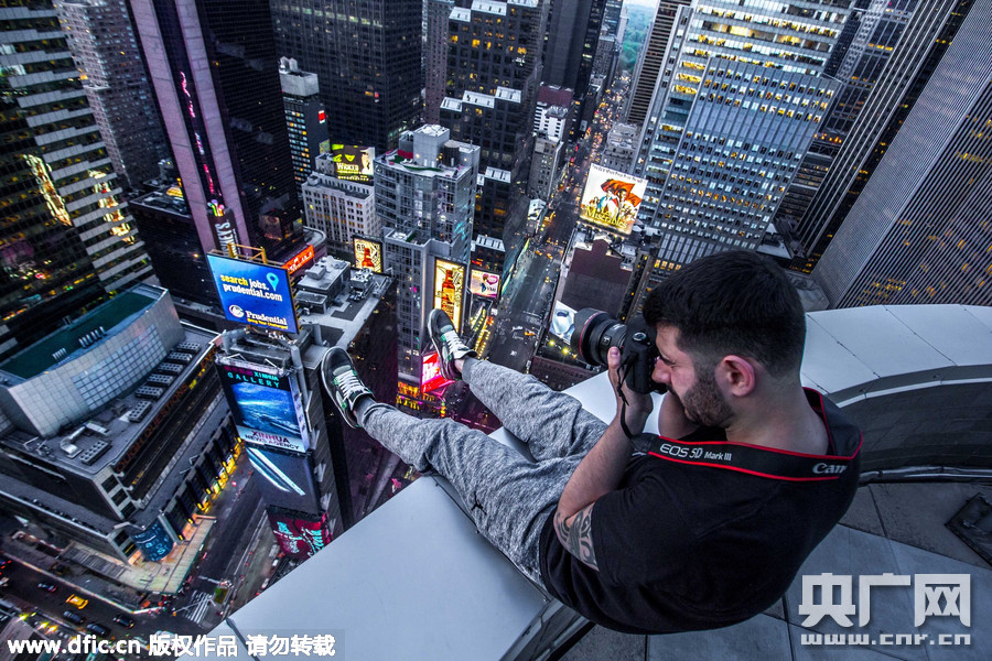 时代广场建筑楼顶 拍摄纽约都市夜景