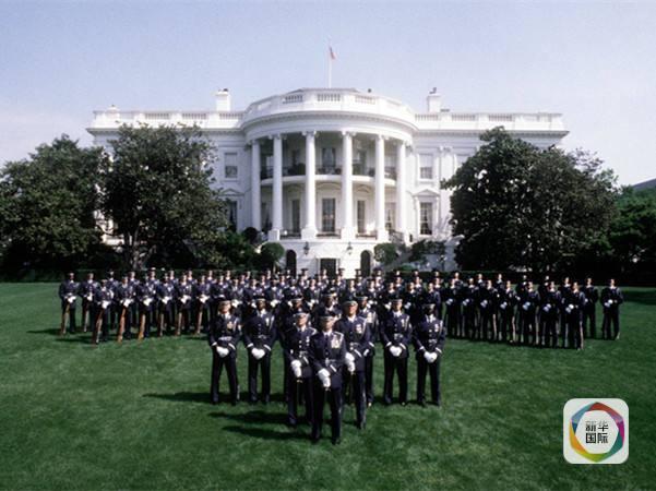 美国五军仪仗队白宫演练迎接习近平