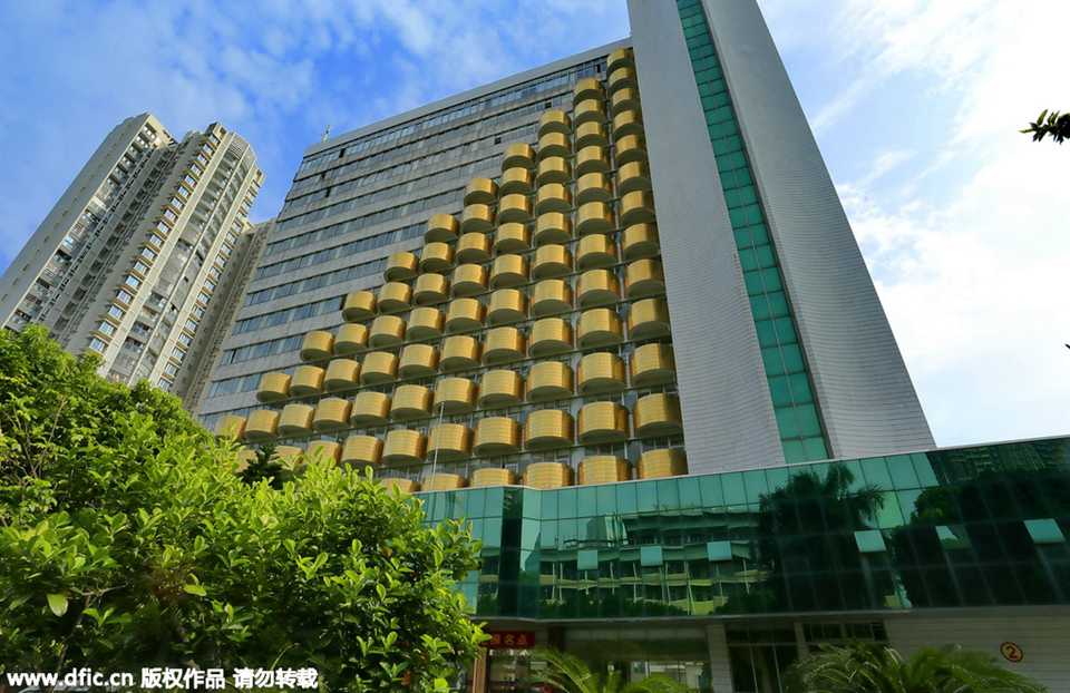 广州党校金色“铜钱”办公楼豪华夺目