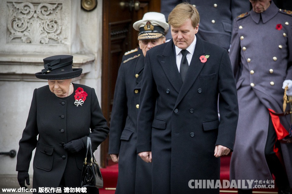 英国阵亡将士纪念日 王室政要敬献罂粟花圈