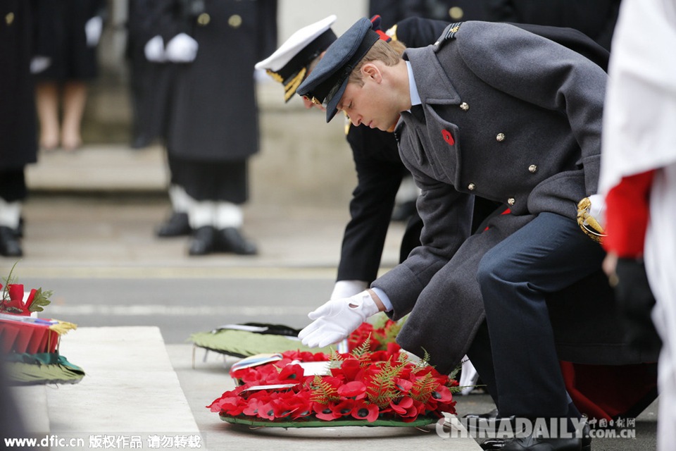 英国阵亡将士纪念日 王室政要敬献罂粟花圈