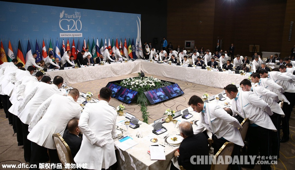 G20峰会：与会各国领导人出席工作晚宴