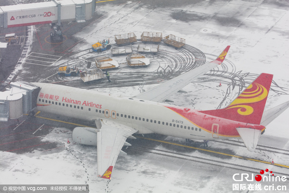 北京：首都机场多地航班因大雪取消(组图)