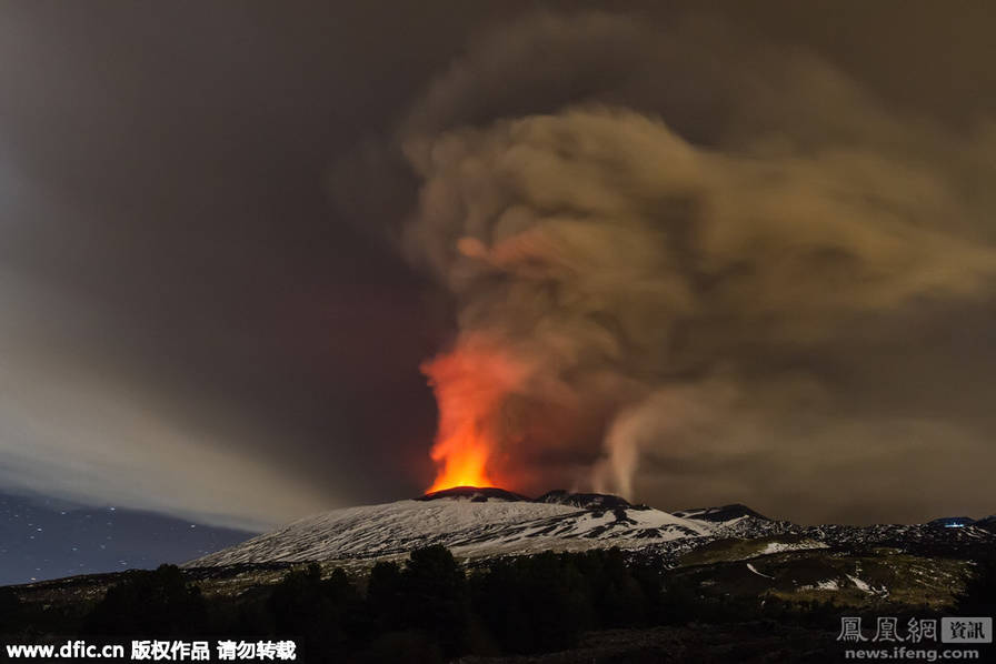 意大利埃特纳火山喷发瞬间