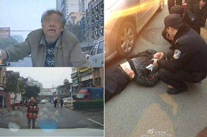 年度三起“碰瓷戏”盘点 街头吐血演技浮夸