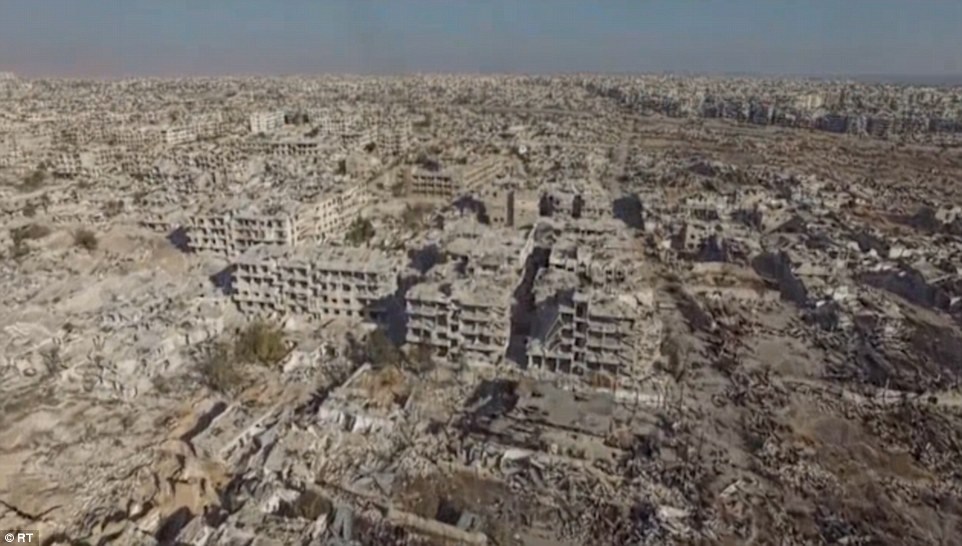 叙利亚首都因轰炸几乎成废墟