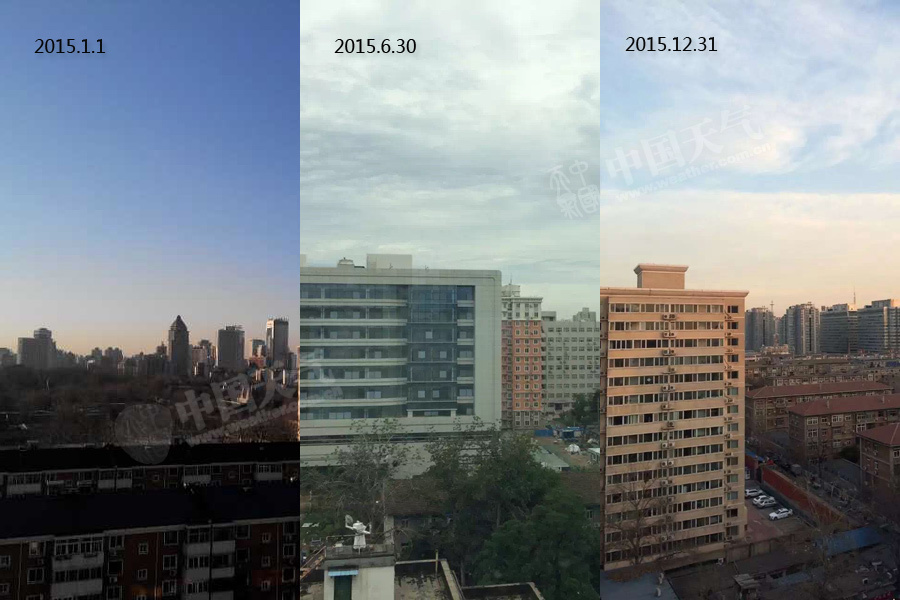 中国气象局拼图回顾2015年北京天空