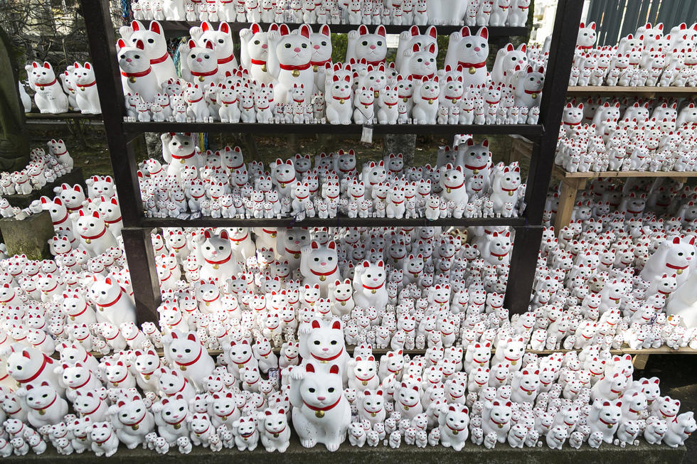 日本东京一寺庙展出成千上万只“招财猫”