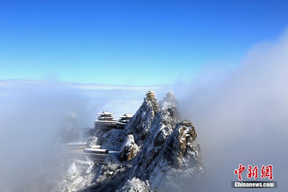 洛阳老君山现雪后云海奇观 琼楼玉宇美不胜收