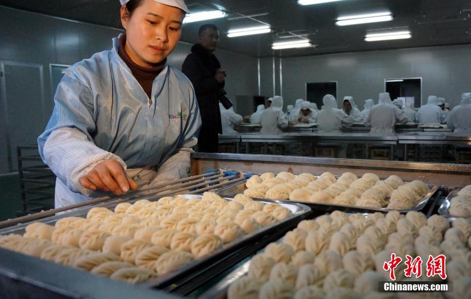 探访手工饺子厂 女工每天包出4000只饺子