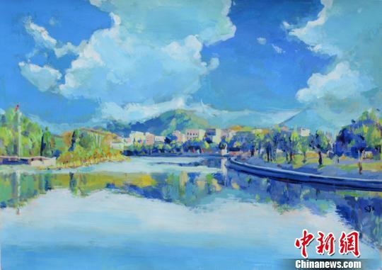 水粉,油画,水彩,国画等绘画形式的校园风景画在该校