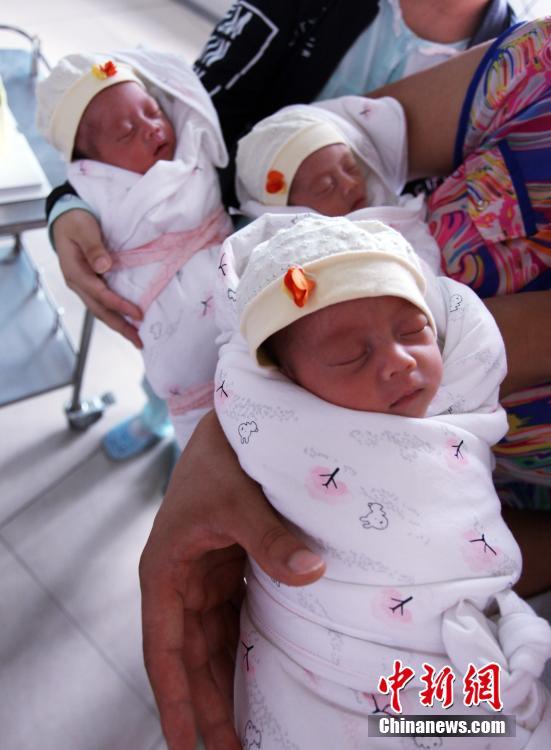 成都年轻妈妈自然受孕产下罕见单卵三胞胎