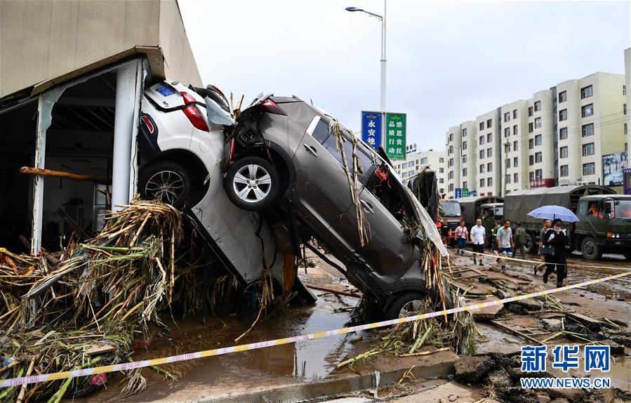 强降雨致吉林永吉县城内涝