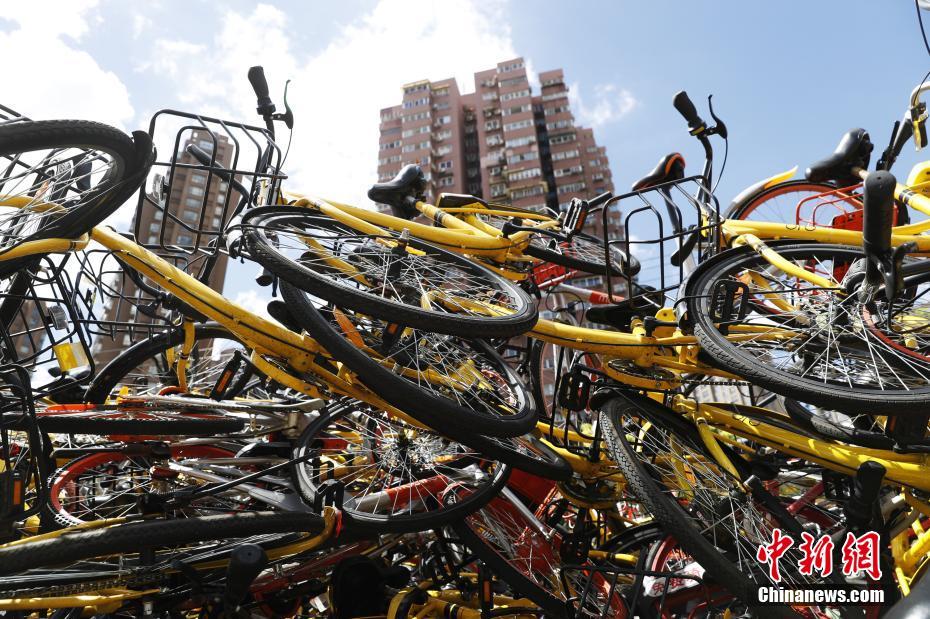 上海现共享单车“坟墓” 堆积如山场面壮观