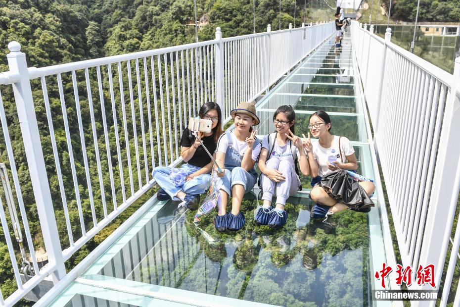 航拍316米广东最长玻璃桥