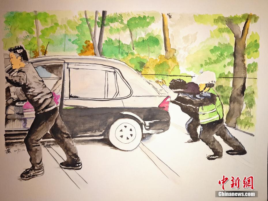 长沙“90后”交警用手绘记录交警故事