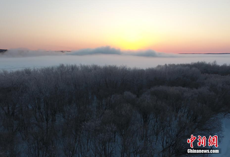 黑龙江呼玛段现雾凇美景