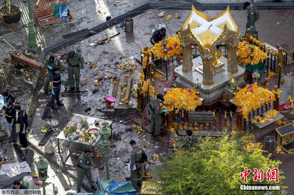 曼谷四面佛爆炸后现场 昔日旅游圣地成一片狼藉